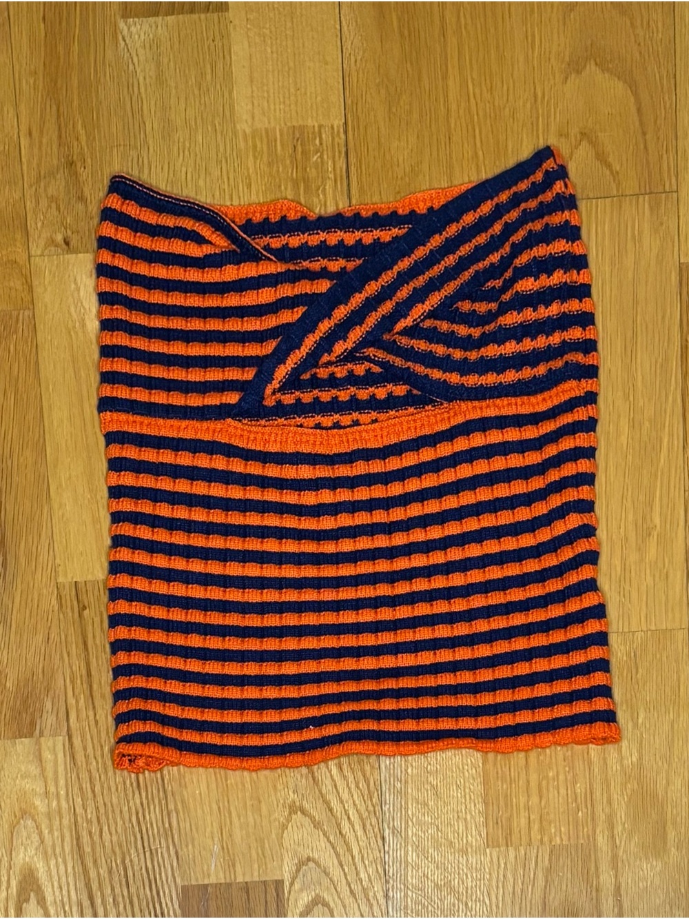 Striped Navy and Orange Knit Tube Top